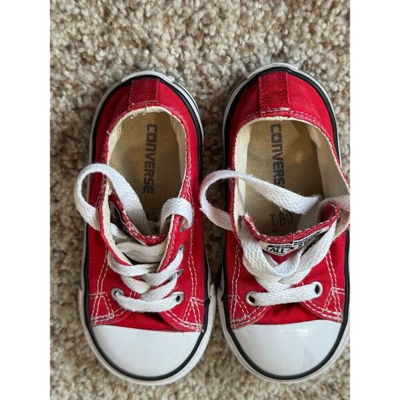 Converse All Star Red & White Kids/toddler/baby sneakers/shoes, size 7 - Picture 8 of 9